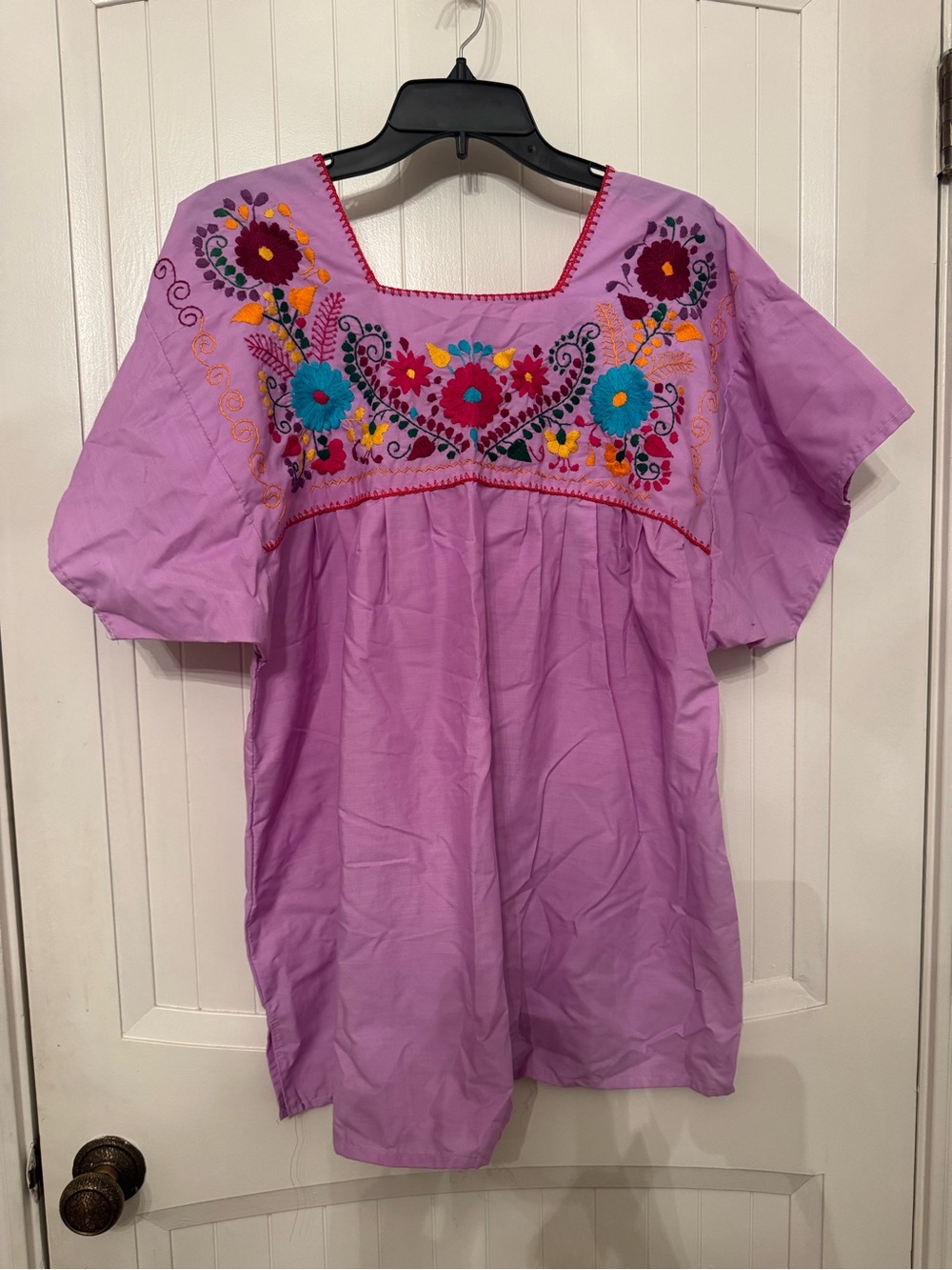 Lina Lavender Embroidered Square-Neck Tunic